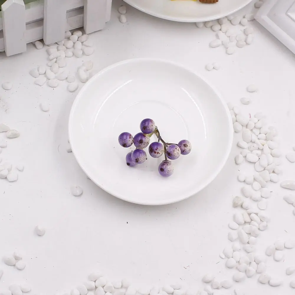 purple 10 unids 9 головок мини Поддельные Фрукты Пена маленькие ягоды вишня ветка DIY Искусственные тычинки цветок для свадьбы домашнего ремесла украшения - Цвет: purple