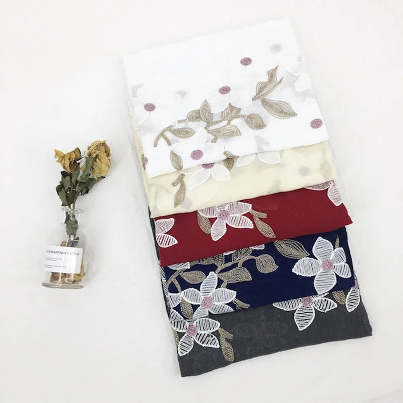 Вышивка цветок хлопка модные женские туфли шарфы осень Mujer Cachecol платки