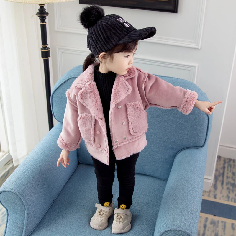 Детское пальто новинка осень-зима 2018 шуба для девочек маленький костюм с
