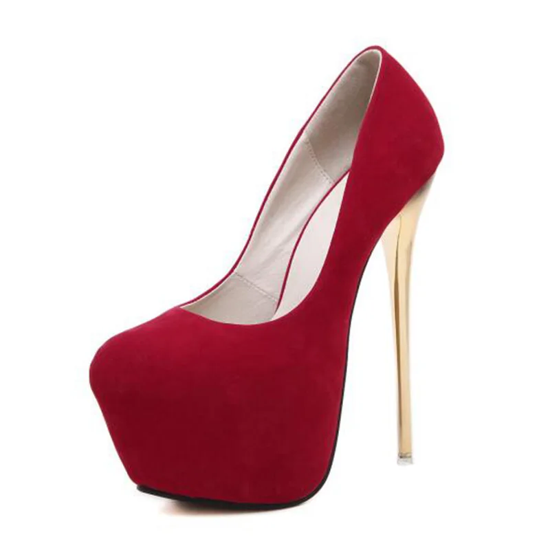 dropship Sexy Pumps Wedding Women Fetish Shoes Concise Woman Latform Very High Heel Stripper Flock 16 cm Size 34-40 | Обувь