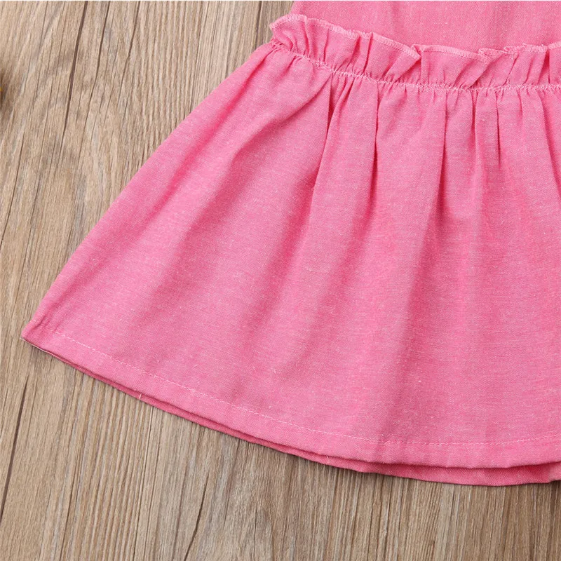 Летнее платье для маленьких девочек однотонные платья принцессы без рукавов с