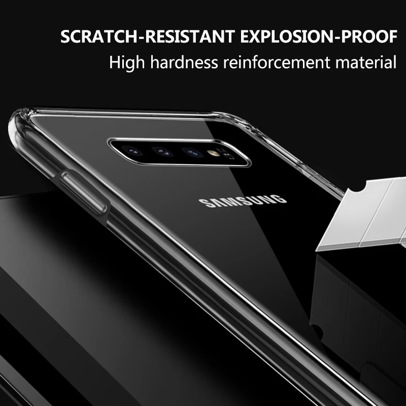 YISHANGOU жесткий прозрачный чехол для телефона samsung Galaxy S8 S9 S10 Plus S10E Note 8 9 A9 A8 A7 A6 пластиковый Противоскользящий чехол