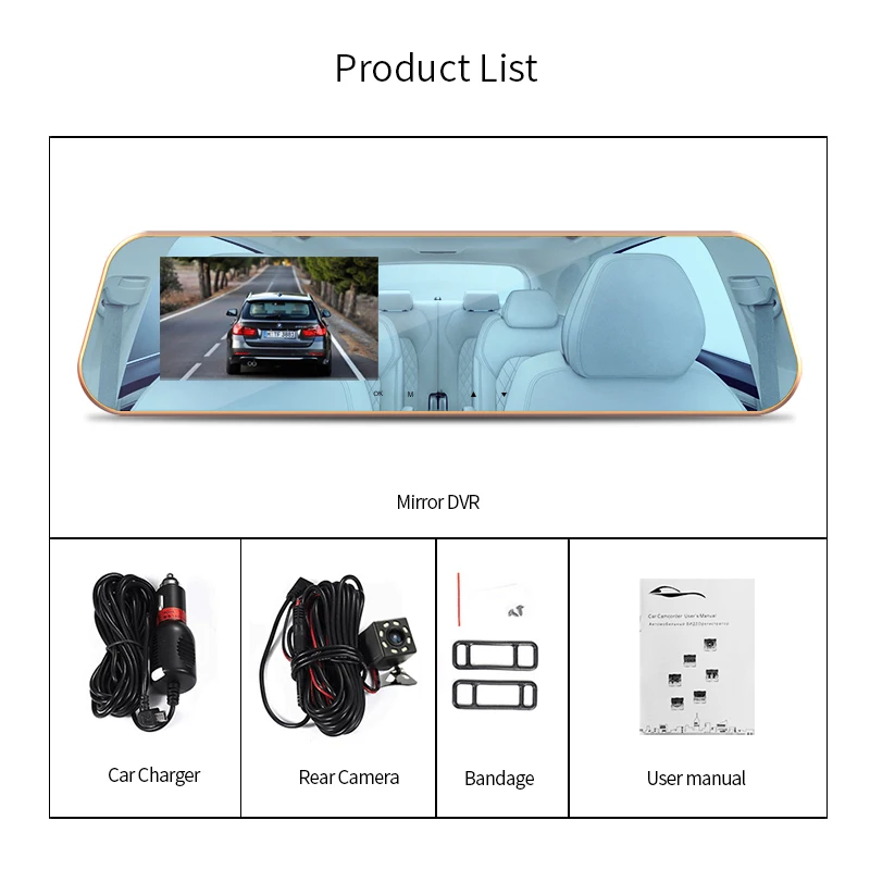 Vtopek 4 3 ''беспроводной HD Автомобильный видеорегистратор FHD dual dash cam задний