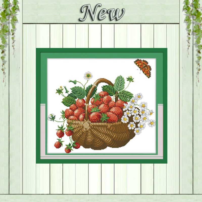 

tempting strawberry,counted printed on fabric DMC 14CT 11CT Cross Stitch kits,embroidery needlework Set,Fruits Crafts Home Decor