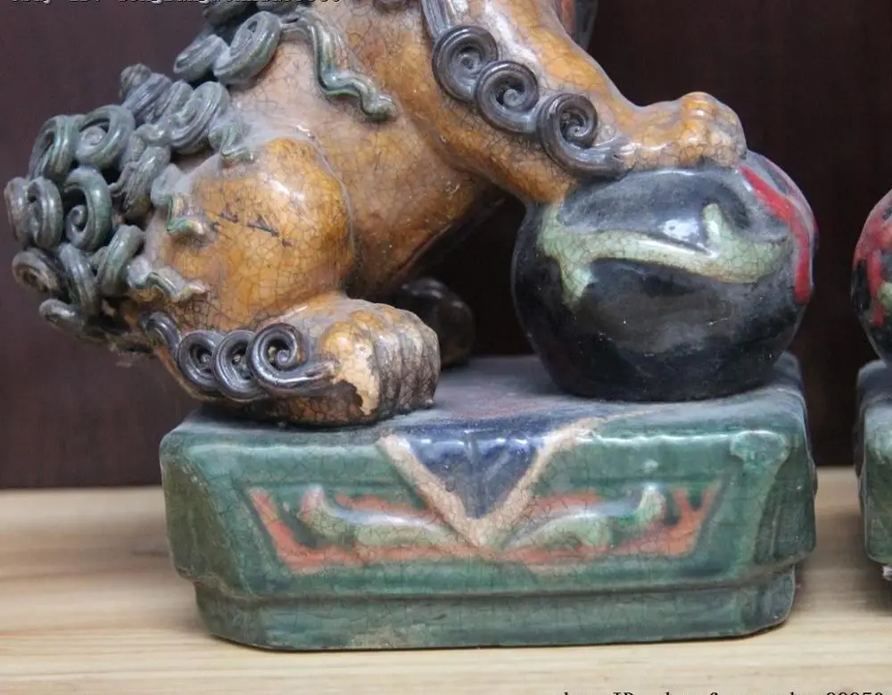 Китайская известная народная керамика фарфор WUCAI Ruyi Foo собака лев зверь цилинь