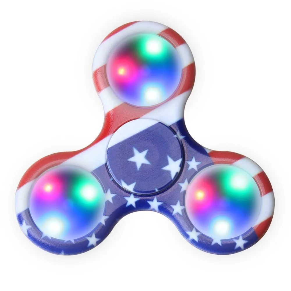 Непоседа Счетчик LED вспышка света Палец ABS EDC Руки Tri Для Детей Аутизм СДВГ