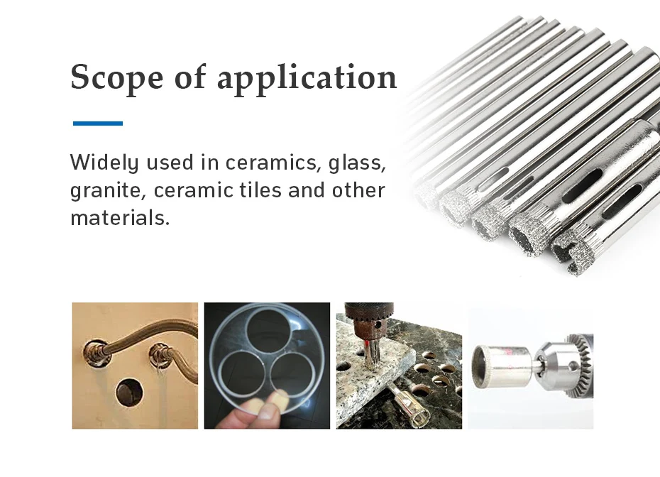 10Pcs Diamond Coated Core Hole Saw Drill Bit Set For Tile Glass 3/4/5/6/8mm For Tile Ceramic Glass Dremel Accessories