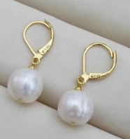 free shipiing natural 10 11mm australian aaa south seas white pearl earrings 14k20