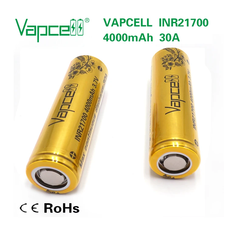 1 шт. VAPCELL INR21700 21700 батарея 4000 мАч литиевая 30A аккумуляторная батарея высокой мощности Электрический инструмент дымовая E-CIG батарея