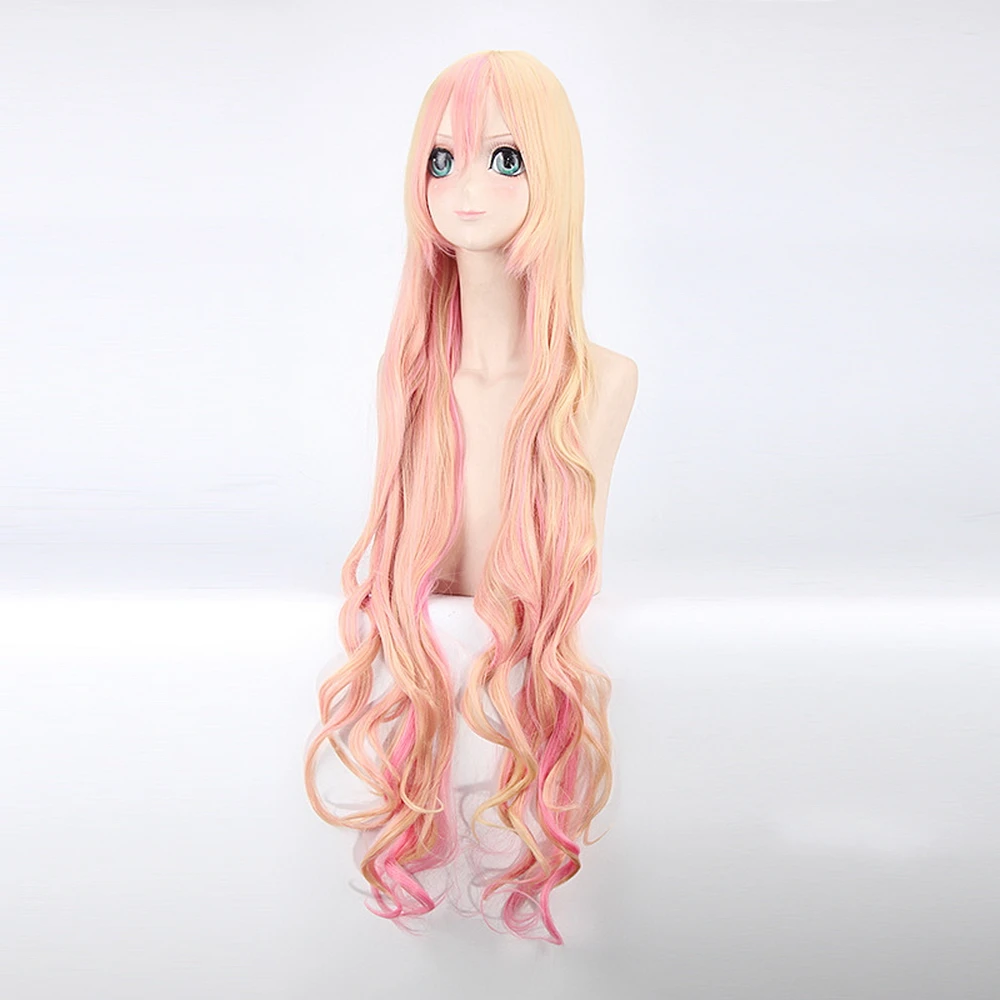 Парик для косплея Macross F Sheryl Nome полная челка 120 см женщин блонд розовый Омбре