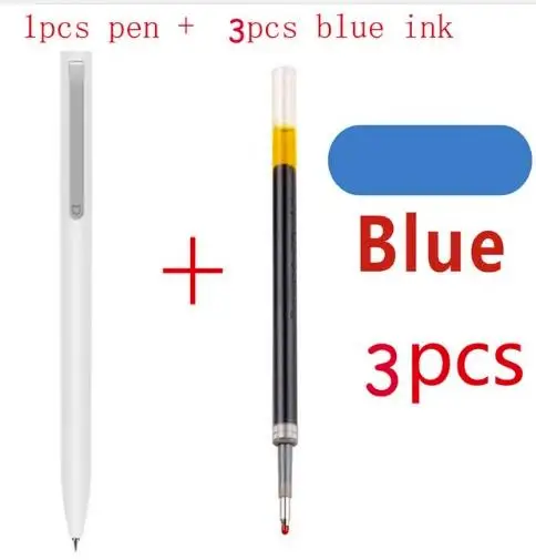 Xiaomi Mijia Sign Pens 9,5 мм шариковая ручка PREMEC гладкая швейцарская металлическая заправка MiKuni Япония чернила добавить ручка черный Заправка - Цвет: 1 pen and 3 blue ink