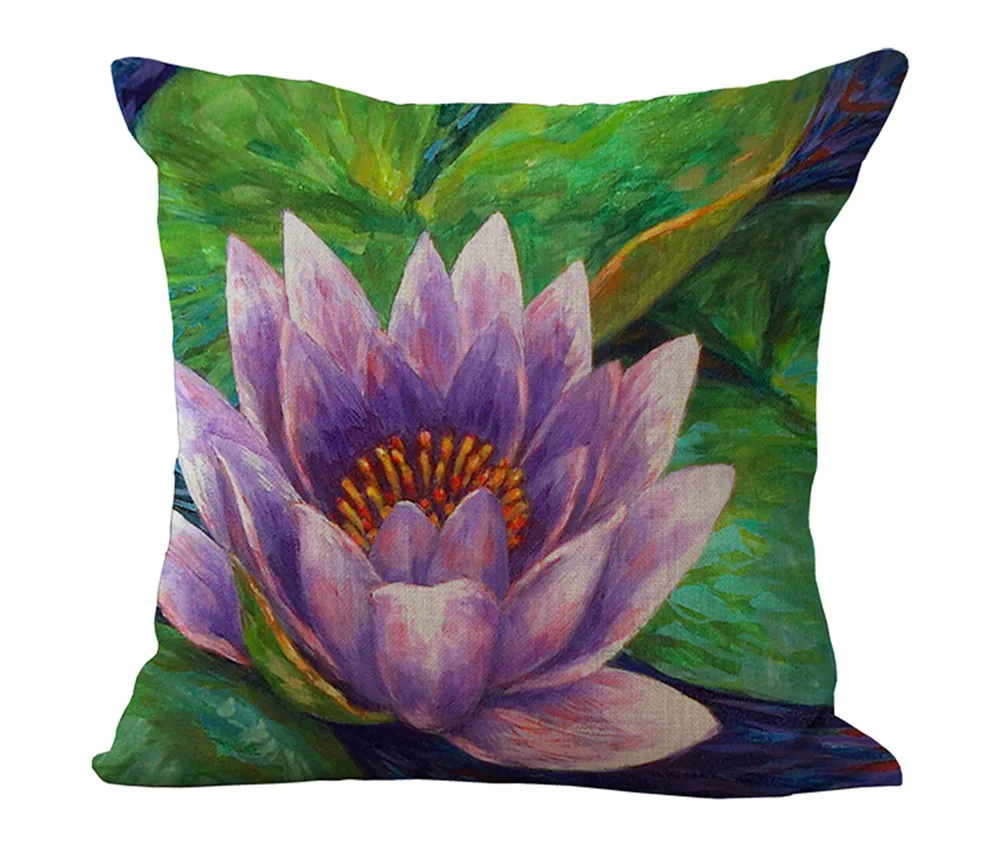 ZXZXOON Декоративные диванные подушки Чехол завод с цветочным принтом в виде лотоса