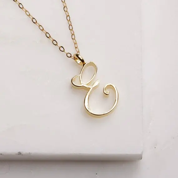 Monogram E ожерелье с буквенным именем алфавит кривизны подвеска на ключицы подарок
