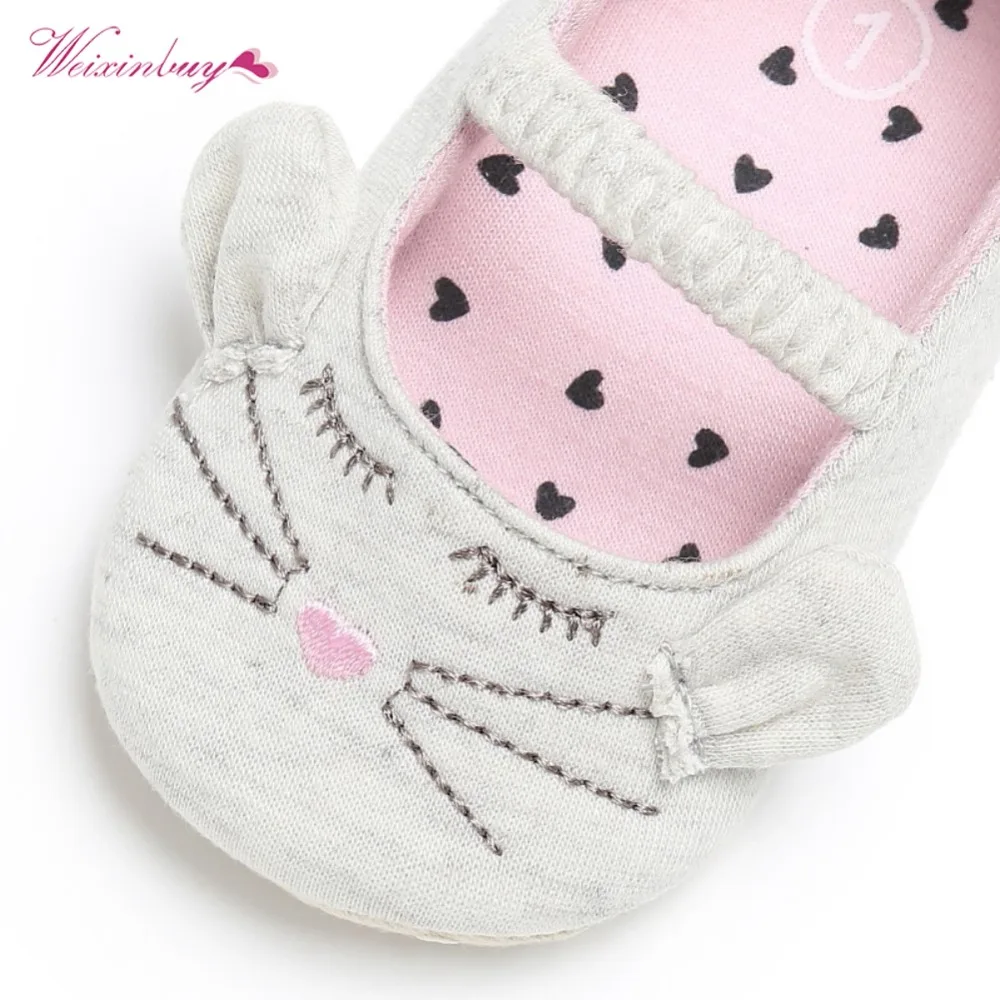 

WEIXINBUY Baby Girls Shoes Cute cat soft bottom anti-skid Shoes Newborn Infant Toddler First Walkers Soft Soled Cotton Kids Shoe