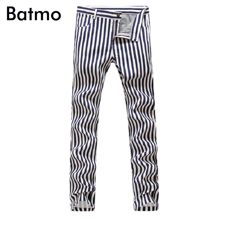 BATMO 2019 новые мужские полосатые хлопковые и льняные повседневные брюки известные