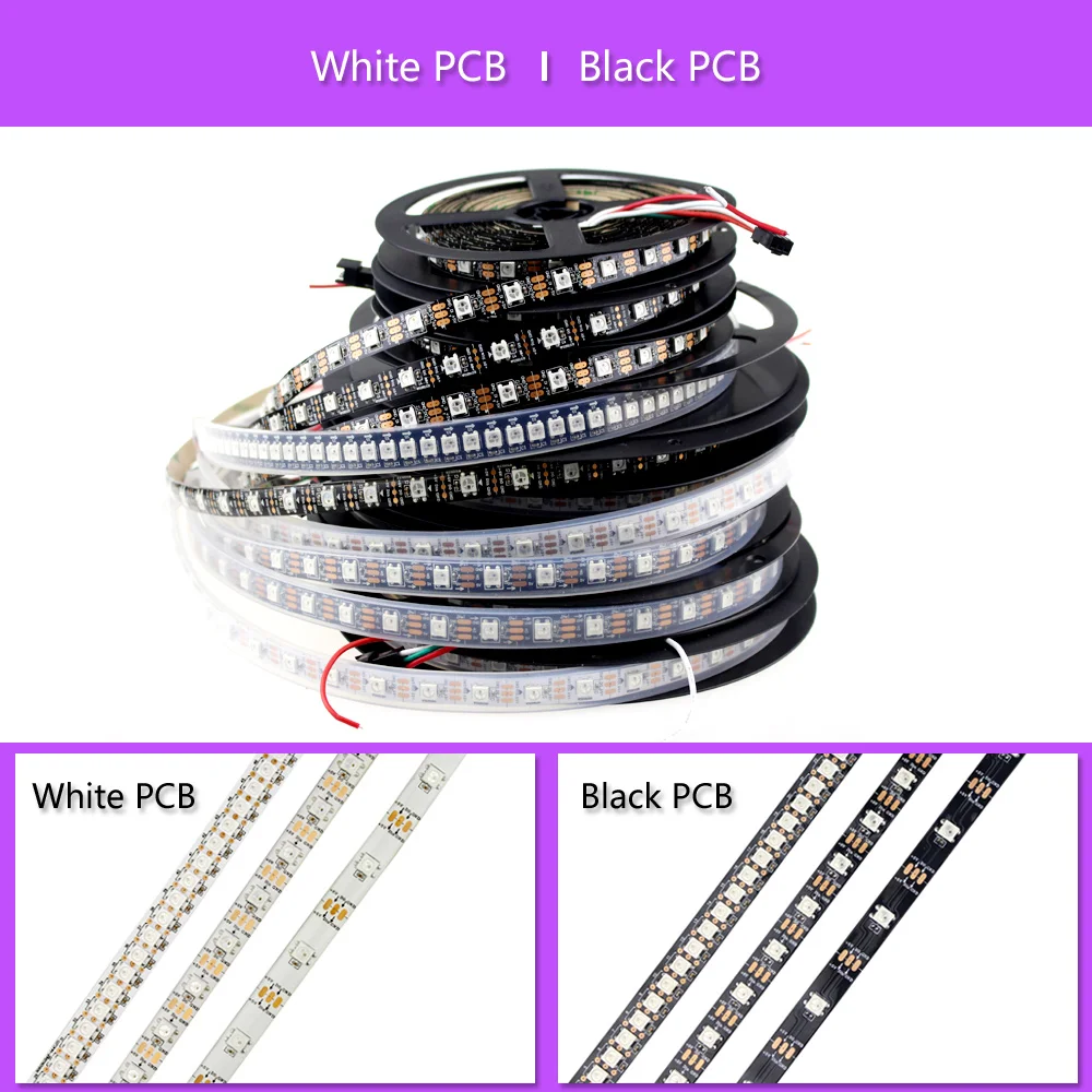 Фото 5 В WS2812b светодиодные полосы ws2812 30 60 144 led/m адресно rgb led подобные с sk6812 pixel 5 В WS2812b светодиодные полосы ws2812 30 60 144 led/m адресно rgb led подобные с sk6812 pixel