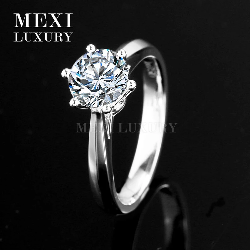 Классический Стиль 18-каратного белого золота кольца 1 0 Ct Moissanites Diamond EF Цвет Halo Для