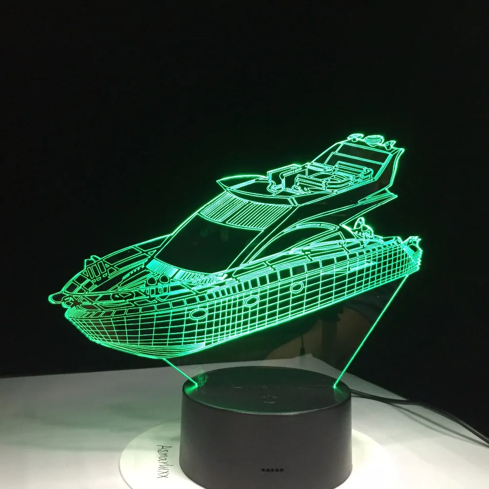 Yacht 7 цветов 3D светодиодный светильник визуальный светодиодный ночник для детей подарок сенсорный Usb Настольный Lampara детский спальный Ночник детская лампа