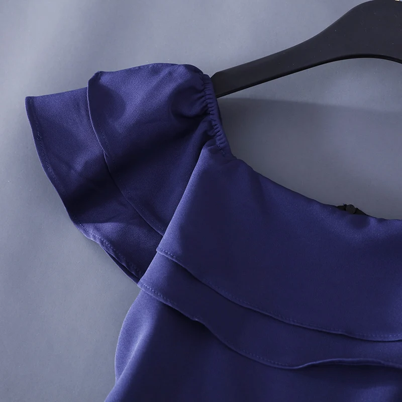 ALPHALMODA, летние комбинезоны с оборками, одноцветные, с вырезом лодочкой, с высокой талией, широкие, женские комбинезоны, модные комбинезоны