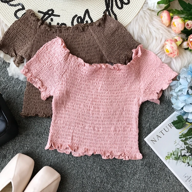 Летняя сексуальная женская одежда с вырезом лодочкой эластичный короткий топ