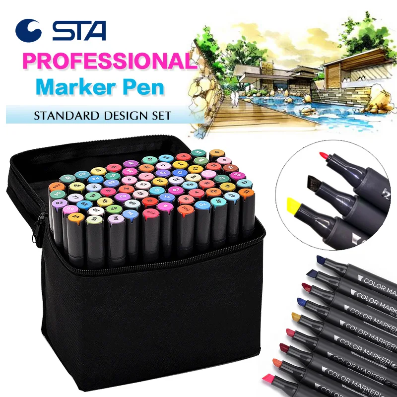 

STA Dual Alcohol Markers Comic Marker Pens Standard Set Paint Suppliers School Sketch Drawing Stationary Manga Design
