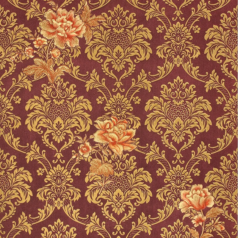 Роскошная 3D настенная бумага с розовым Дамасским рисунком фоновые обои для