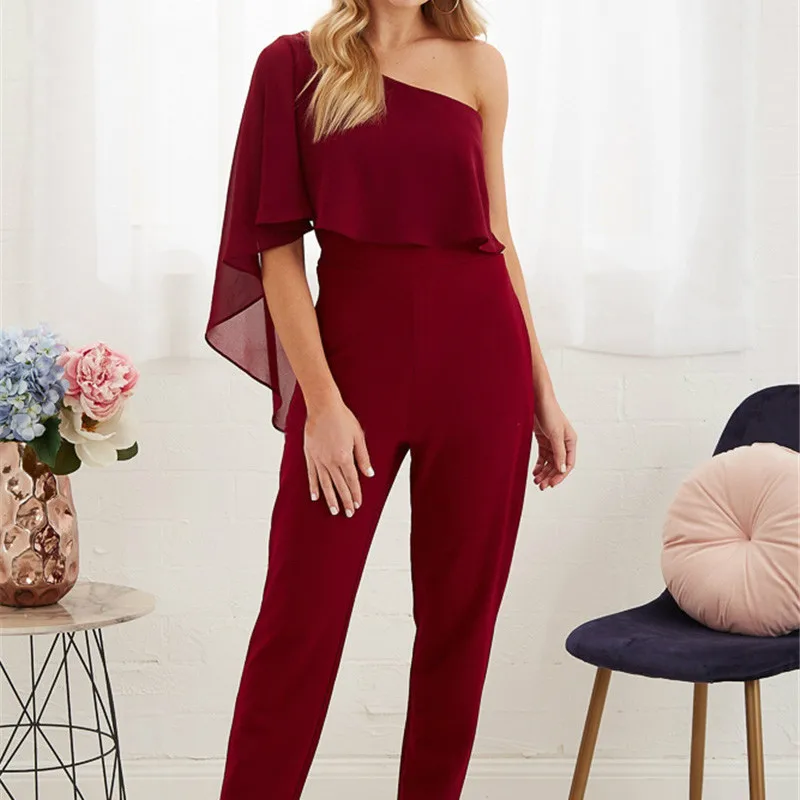 Элегантный женский комбинезон с открытой спиной на одно плечо необычный Летний