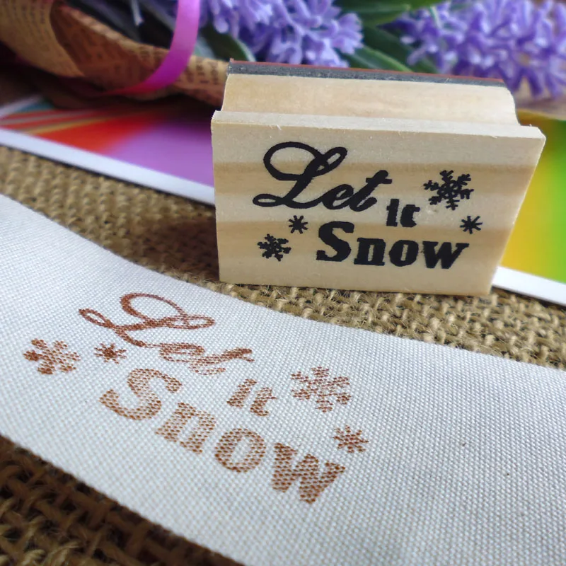 Деревянный резиновый штамп с дизайном снежинки Let It Snow with Smalll милый