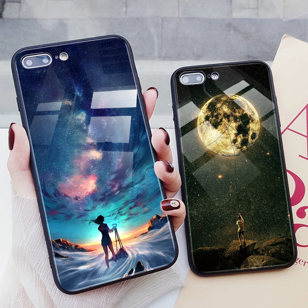 Чехол для телефона Hisomone Star Space iphone X Xs Max Xr милый чехол из закаленного стекла iPhone 7 8