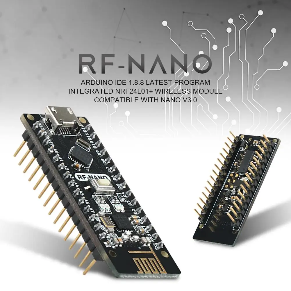 NRF24L01+ 2,4G беспроводной модуль+ Arwino NANO V3.0 = RF-Nano интегрированная плата с интерфейсом USB Arwino NANO V3.0 NRF24L01+ 2,4G# CW