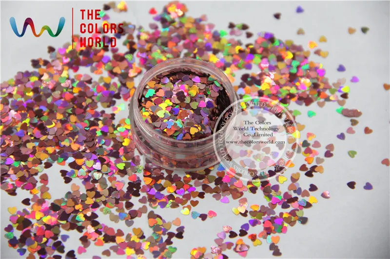 TCA911 лазерный светло розовый цвет в форме сердца 3 мм размер блестящий Блестящий