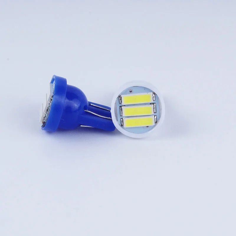 100 шт. T10 3 SMD 7014 светодиодный 3SMD 7020 1 Вт белый синий красный зеленый желтый W5W