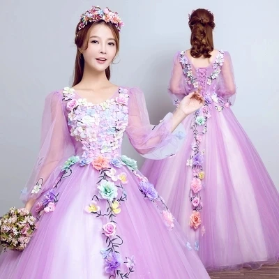 100%real light pale pink/4 color fairy long sleeve cosplay ball gown royal  princess Medieval Renaissance Victorian dress Belle - купить по выгодной  цене | AliExpress