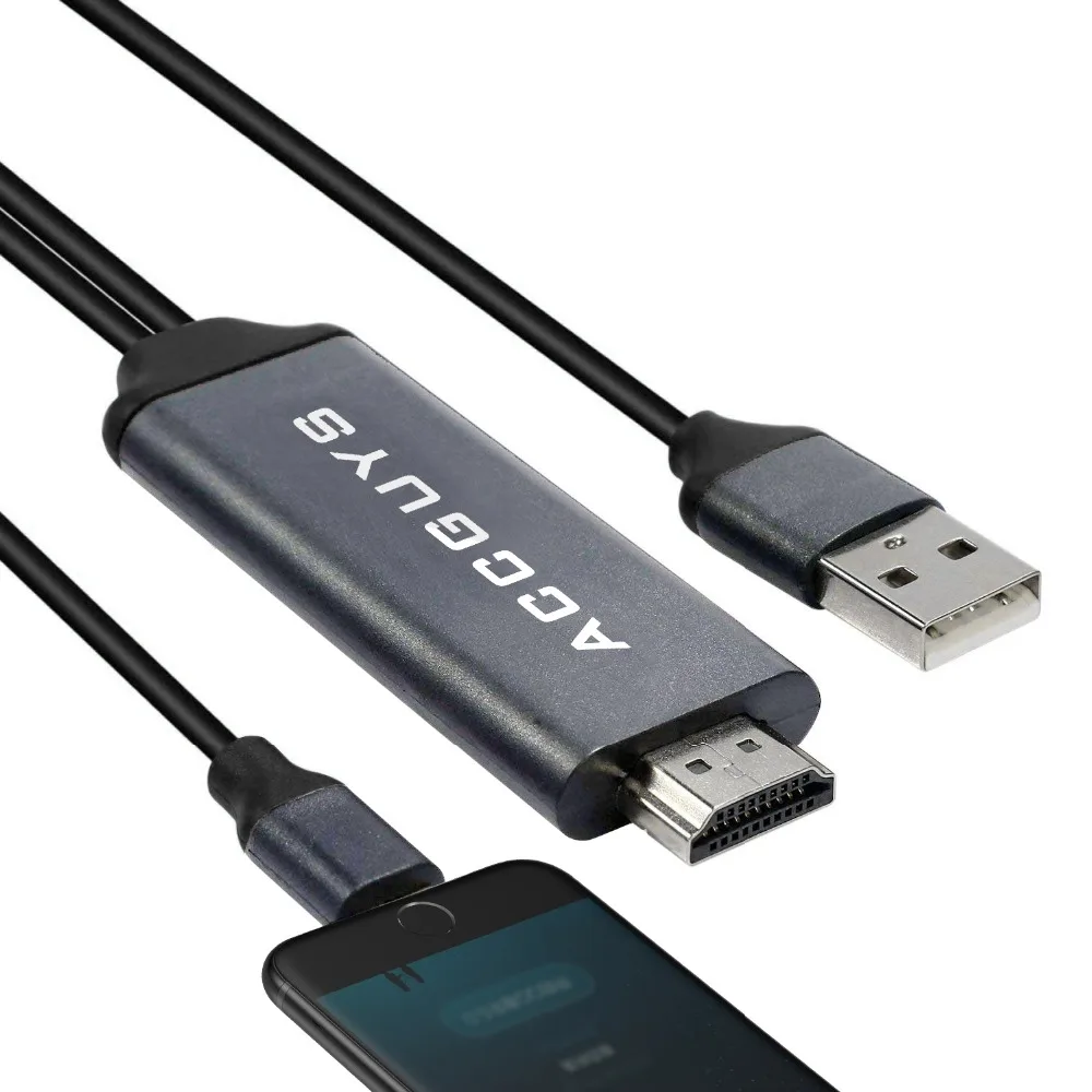 ACCGUYS 1080P HDMI HDTV Кабель Цифровой AV адаптер для iPhone XR XS Max X 8 7 6s 5S plus USB к кабель ipad Mini Air