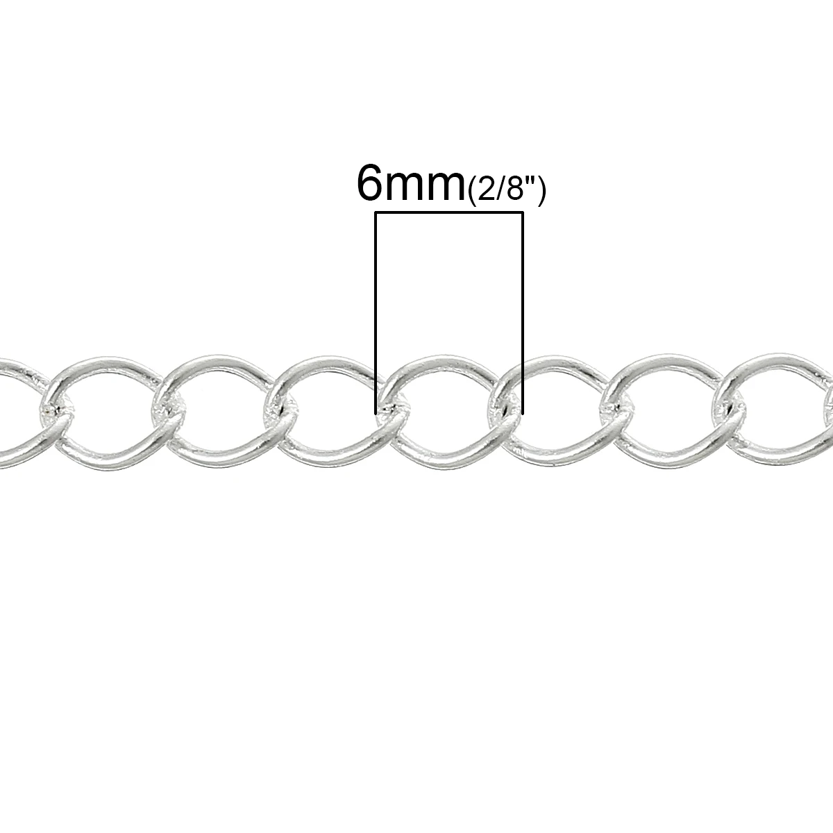 Спиральные цепи DoreenBeads посеребренные 6 мм x 5 (2/8 &quotx 2/8&quot) 1 м Новинка | Украшения и