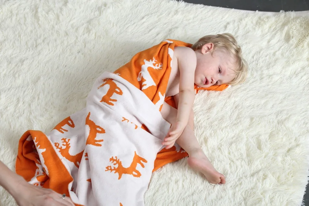 Оранжевый олень узор из 100% хлопка на весну Постельные принадлежности диван