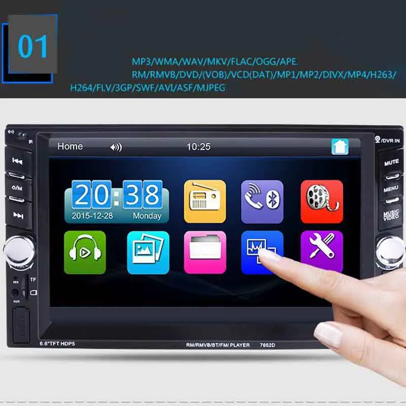 6 &quotHD сенсорный экран Bluetooth Handsfree 7 цветов подсветка музыкальный плеер