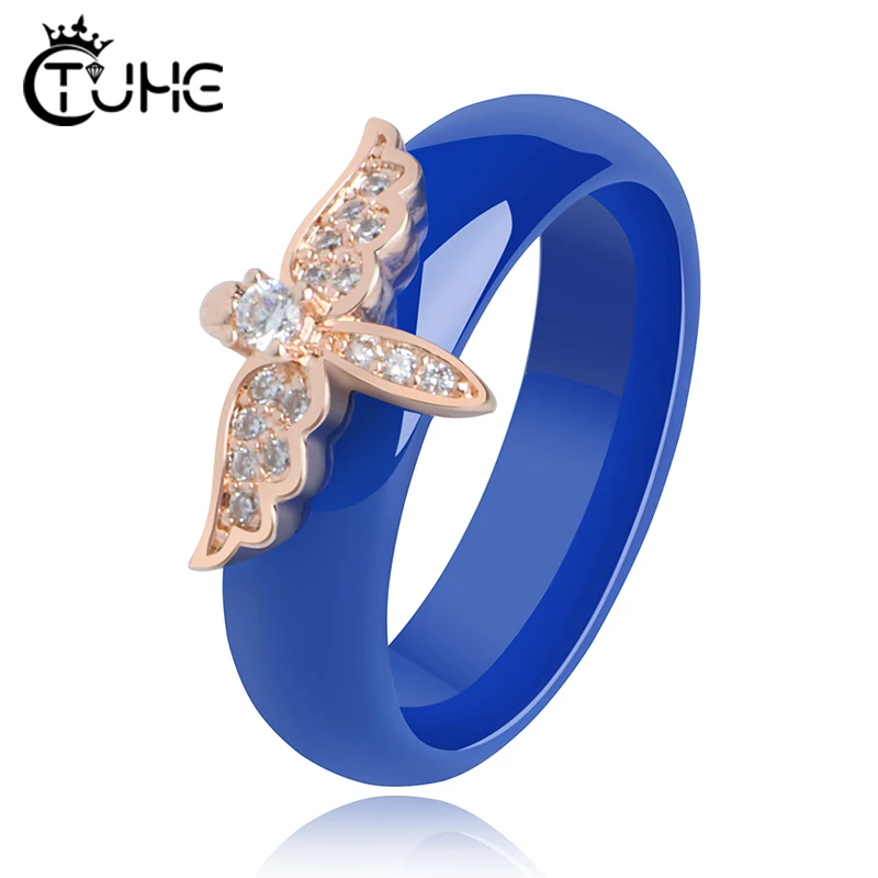Женское кольцо с крыльями бабочки и кристаллом циркония модные ювелирные