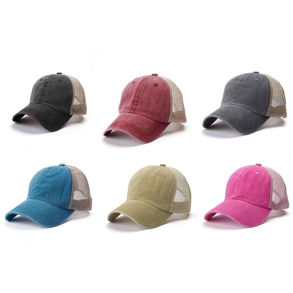 Летняя однотонная бейсбольная кепка сетка для мужчин и женщин Регулируемый