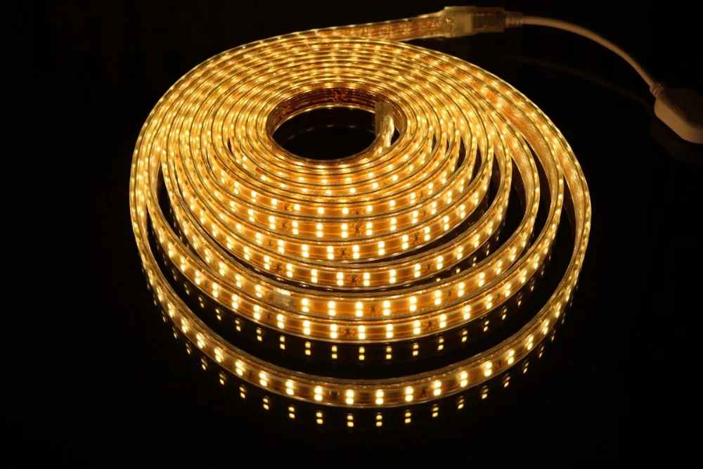 KZKRSR AC 220V Светодиодная лента 2835 gold PCB двухрядная гибкая световая полоса 156 Led/M