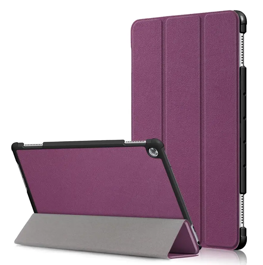 Чехол для huawei MediaPad M5 lite 10 BAH2-W19/L09 10,1 ''чехол huawei M5 Lite 10 режима сна-подставка с откидной крышкой из кожи Funda+ стилус - Цвет: Фиолетовый