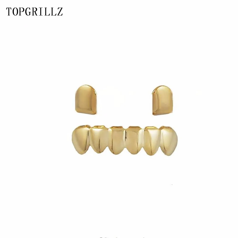 TOPGRILLZ, новинка, на заказ, подходит в стиле хип-хоп, Розовая позолота, набор горлышков для рта, 2 шт., один топ и 6 зубов, нижний набор, черный пистолет, грили