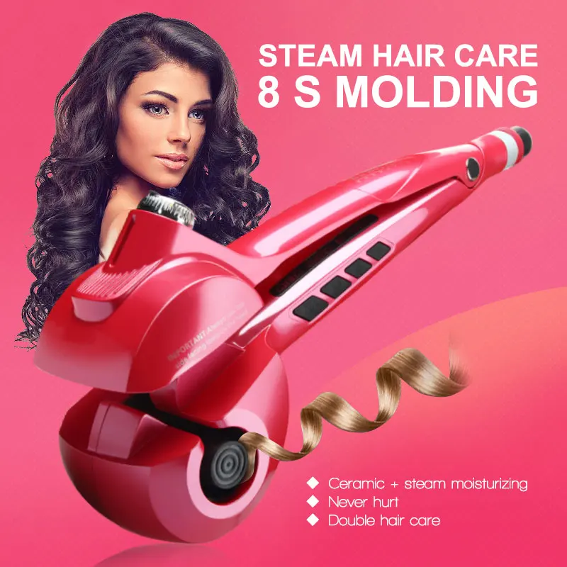 CSW Automatic Hair Styling Curler LCD screen Steam Spray Rolling Perm Electric Household Hairstyle Design Wave Curling Iron |