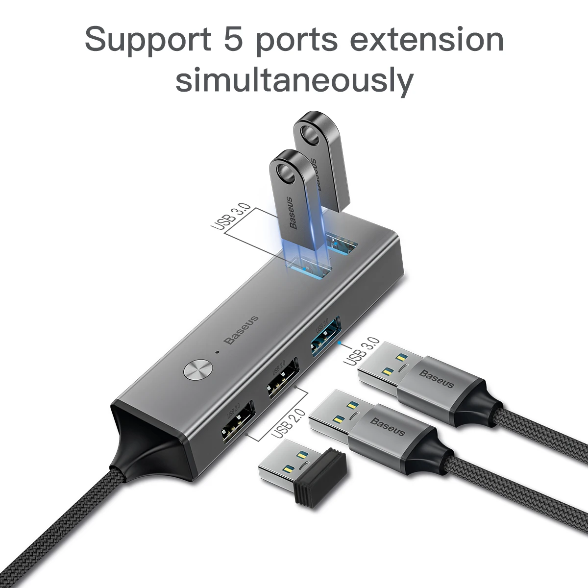 Baseus USB или Тип C 3 0 до USB3.0 + 2 USB2.0 OTG HUB конвертер адаптер совместим Windows Mac OS Системы