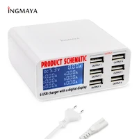 Зарядное устройство INGMAYA с 6 USB-портами и ЖК-дисплеем, зарядка в реальном времени для iPhone 5, 5S, 6S, 7 Plus, iPad, Samsung, Huawei, ZTE, Mi, DV, адаптер переменного то...