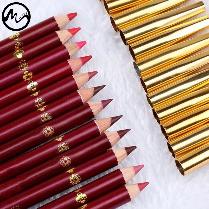 Карандаш для губ водостойкий 12 цветов телесный деревянный|lipliner pen|lip liner pencil