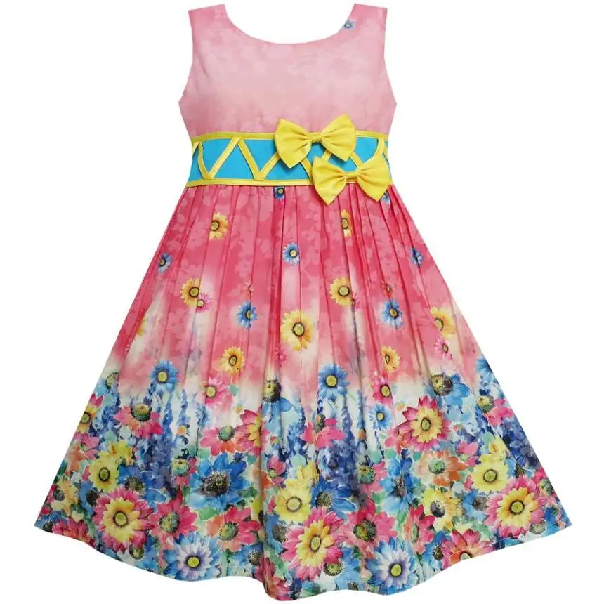 Sunny Fashion платья для девочек новогодние костюмы Подсолнечник Сад Цветок Хлопок