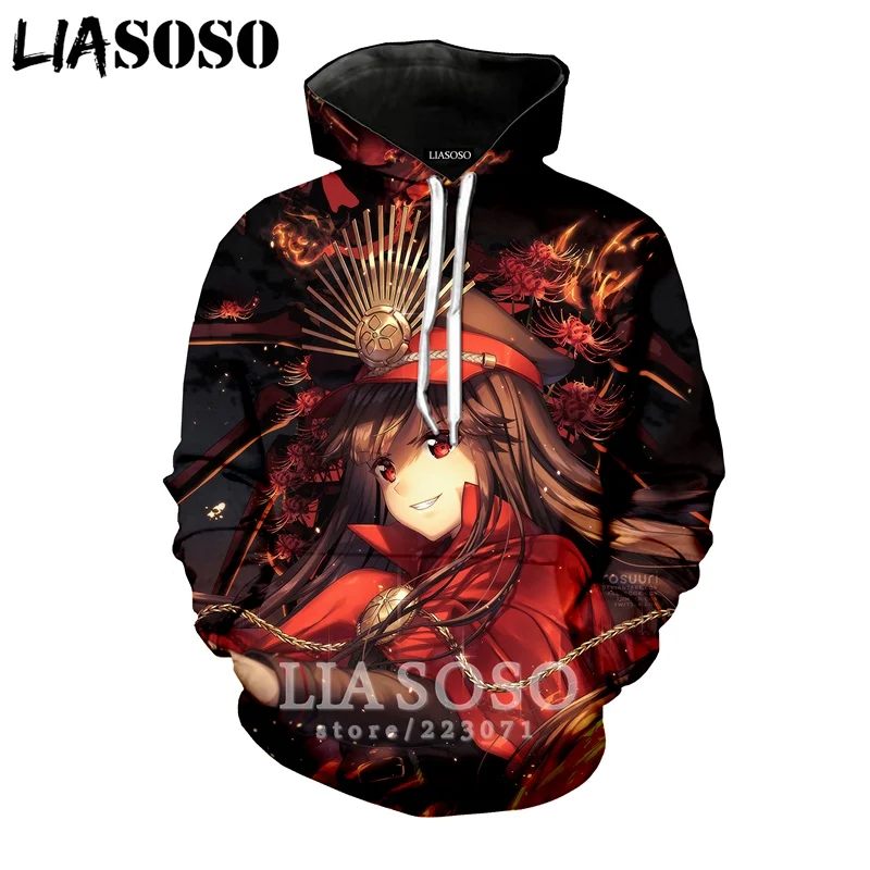 LIASOSO Новинка зимы толстовка 3D принт Для мужчин Для женщин Аниме Судьба Grand заказ с капюшоном унисекс с длинными рукавами милый Повседневный пуловер A127-32
