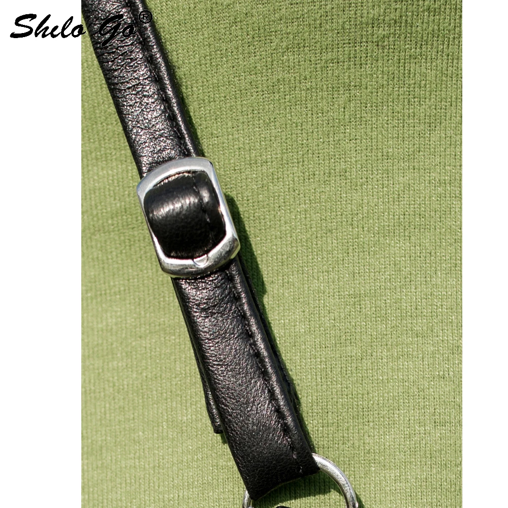 Уличная кожа Комбинезоны женские повседневные ремень Высокая талия Овчина