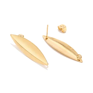 10 шт., длинная серьга маркиза из нержавеющей стали, компоненты гвоздиков 38х10 мм, золотистыеСеребристые серьги в форме конского глаза с петлей